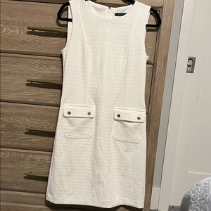 Tommy Hilfiger White Textured Mini Dress with front pockets Size 6